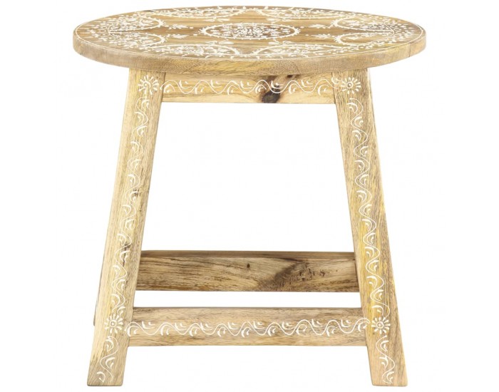 287445 Sonata H Hand-painted Stool 38x38x35 cm Solid Mango Wood