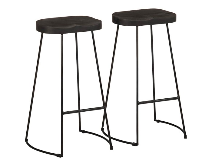 Sonata Scaune de bar 2 buc Negru 45x40x78 cm lemn masiv de mango