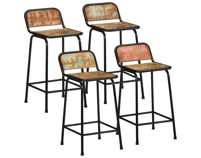 Sonata Scaune de bar 4 buc 46x35,5x80 cm lemn masiv recuperat
