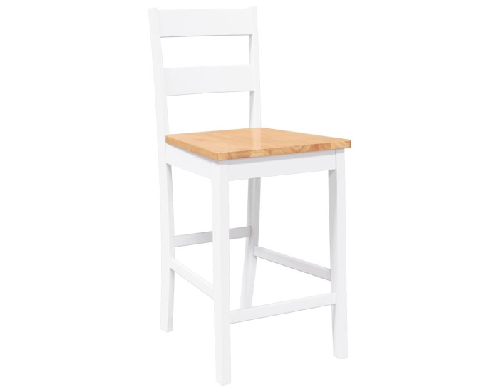 Sonata Scaune de bar 2 buc din cauciuc din lemn masiv alb