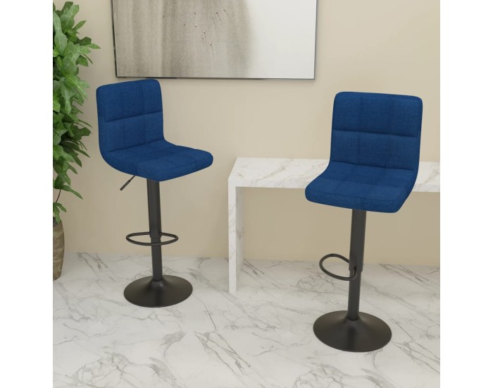 Sonata Scaune de bar, 2 buc., albastru, material textil