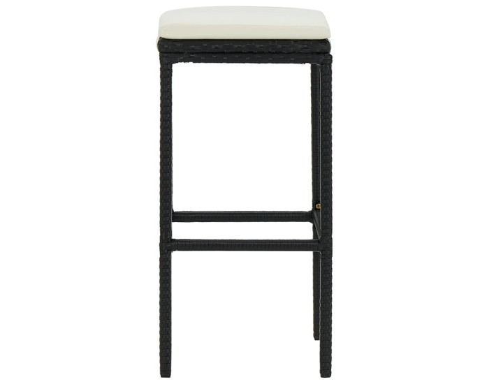 Sonata Taburete de bar cu perne, 3 buc., negru, poliratan