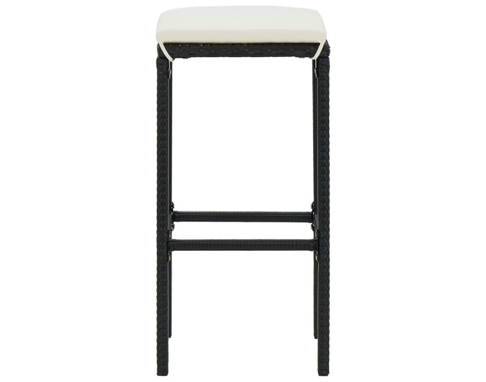 Sonata Taburete de bar cu perne, 3 buc., negru, poliratan