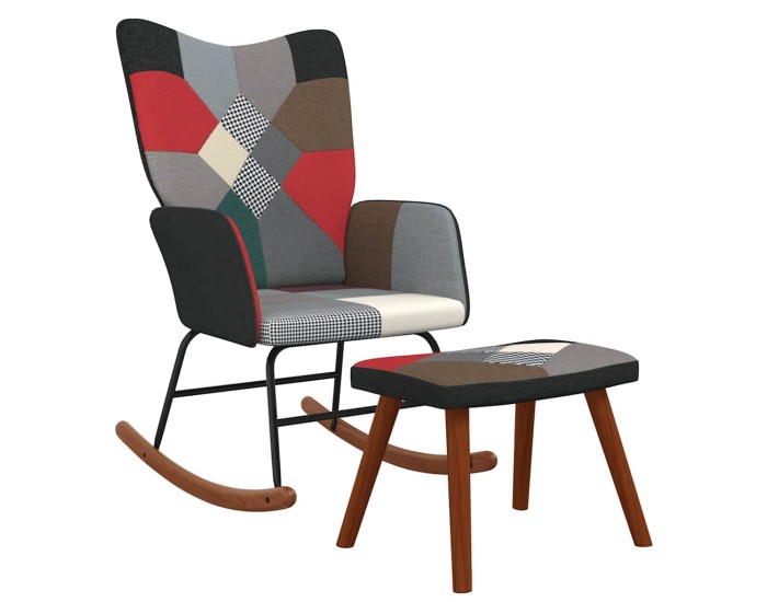 Sonata Scaun balansoar cu taburet, material textil, petice
