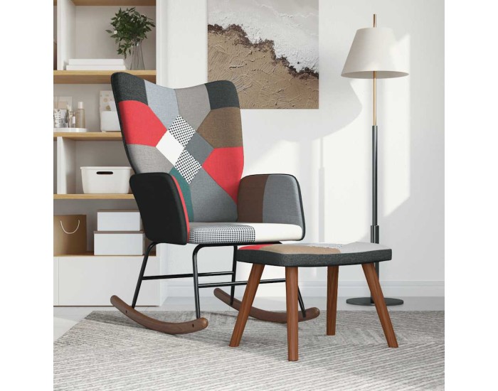 Sonata Scaun balansoar cu taburet, material textil, petice