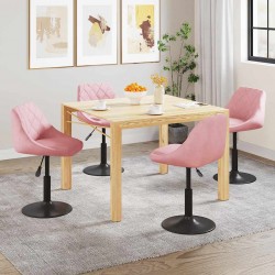 Sonata H Въртящи се трапезни столове, 4 бр, розови, кадифе - Scaune de dining