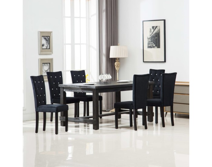 Sonata Scaune de sufragerie, 6 buc, negru, catifea