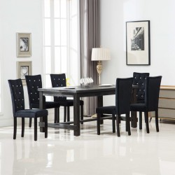 Sonata H Трапезни столове, 6 бр, черни, кадифе - Scaune de dining