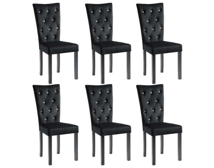 Sonata Scaune de sufragerie, 6 buc, negru, catifea