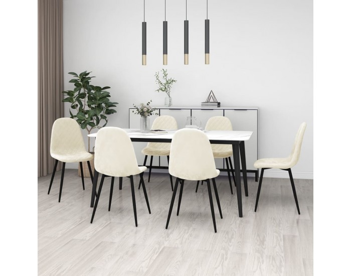 Sonata H Трапезни столове, 6 бр, кремавобели, кадифе