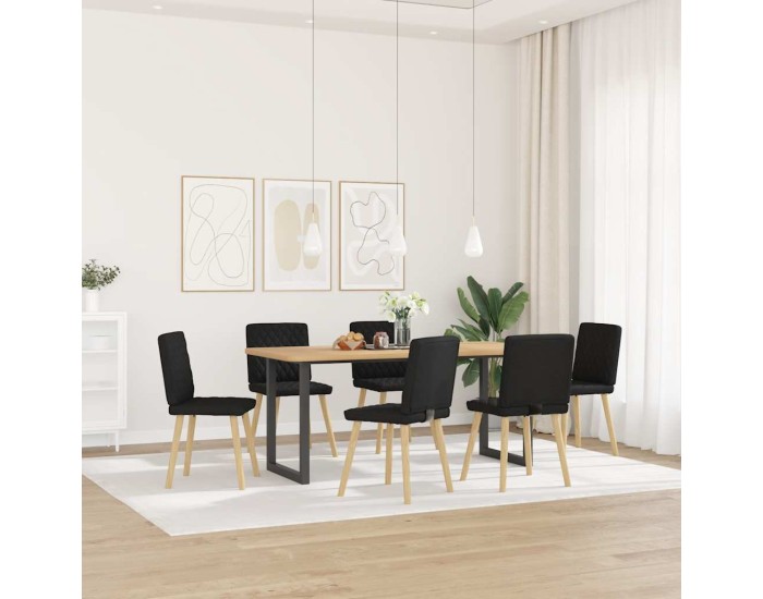 Sonata Scaune de sufragerie 6 buc. negru material textil