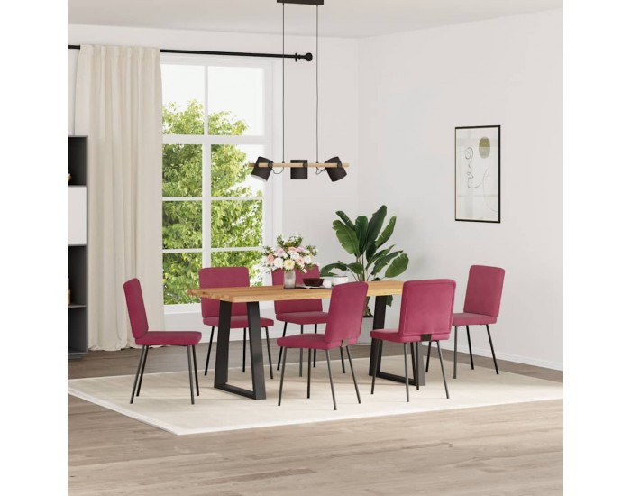 Sonata H Трапезни столове, 6 бр, виненочервени, кадифе