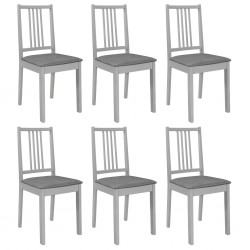 Sonata H Трапезни столове с тапицерия, 6 бр, сиви, масивна дървесина - Scaune de dining