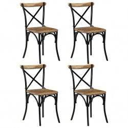 Sonata H Кръстати столове, 4 бр, черни, мангово дърво масив - Scaune de dining