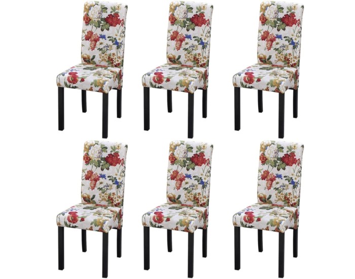 Sonata Scaune de bucătărie, 6 buc., multicolor, material textil
