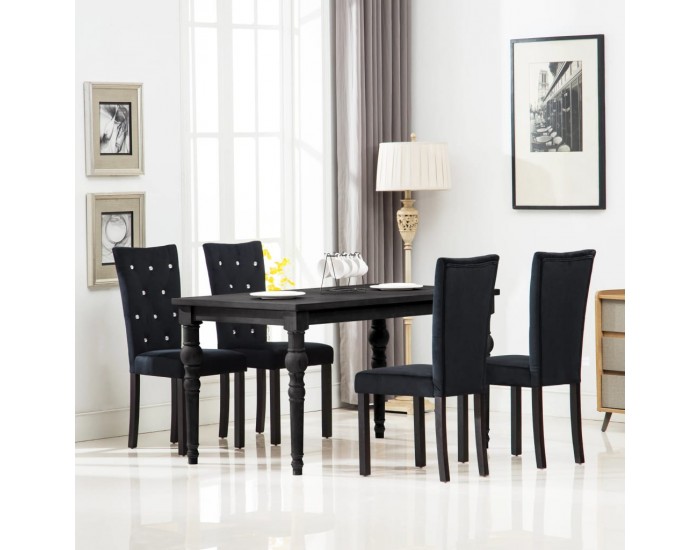 Sonata H Трапезни столове, 4 бр, черни, кадифе