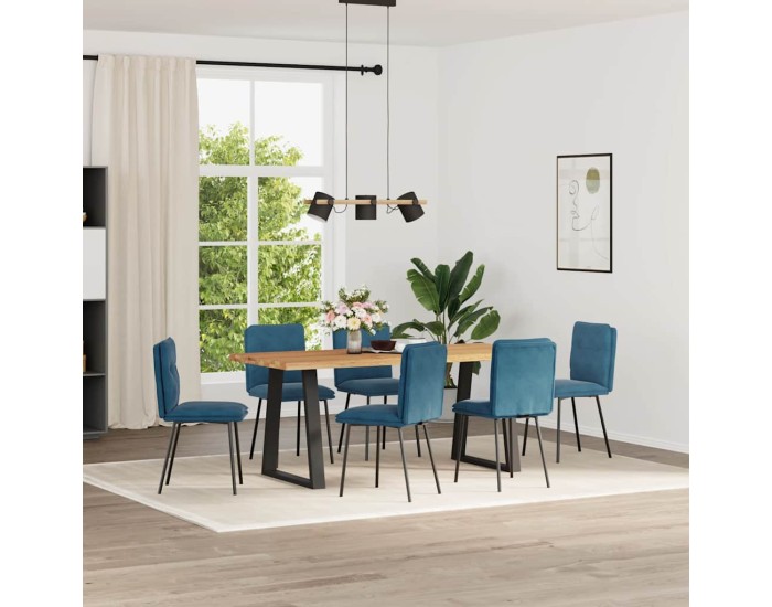 Sonata Scaune de sufragerie, 6 buc, albastru, catifea