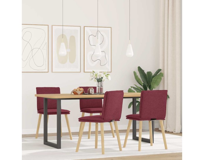 Sonata Scaune de bucătărie, 4 buc., roșu vin, material textil