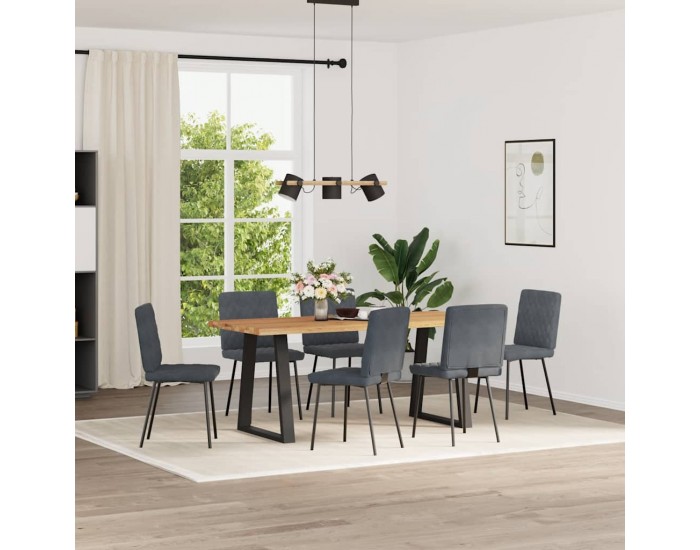 Sonata H Трапезни столове, 6 бр, тъмносиви, кадифе