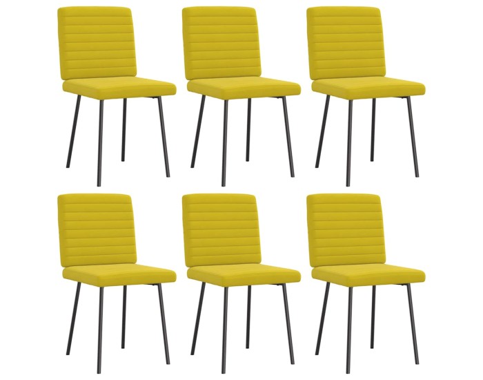 Sonata Scaune de sufragerie, 6 buc, galben, catifea