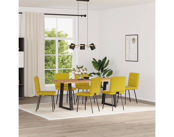 Sonata Scaune de sufragerie, 6 buc, galben, catifea