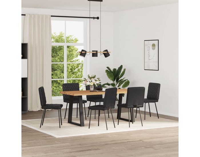 Sonata H Трапезни столове, 6 бр, черни, изкуствена кожа