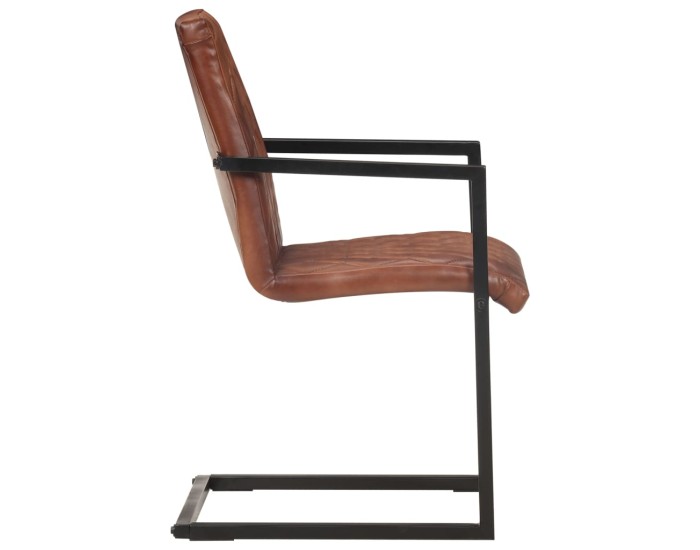 Sonata Scaune de bucătărie cantilever, 4 buc., maro, piele naturală