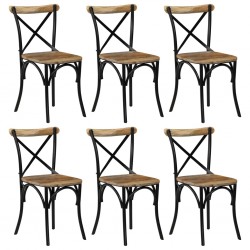 Sonata H Кръстати столове, 6 бр, черни, мангово дърво масив - Scaune de dining