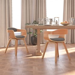 Sonata H Трапезни столове, 2 бр, светлосиви, извито дърво и текстил - Scaune de dining