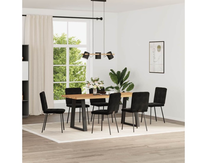 Sonata Scaune de sufragerie, 6 buc, negru, catifea