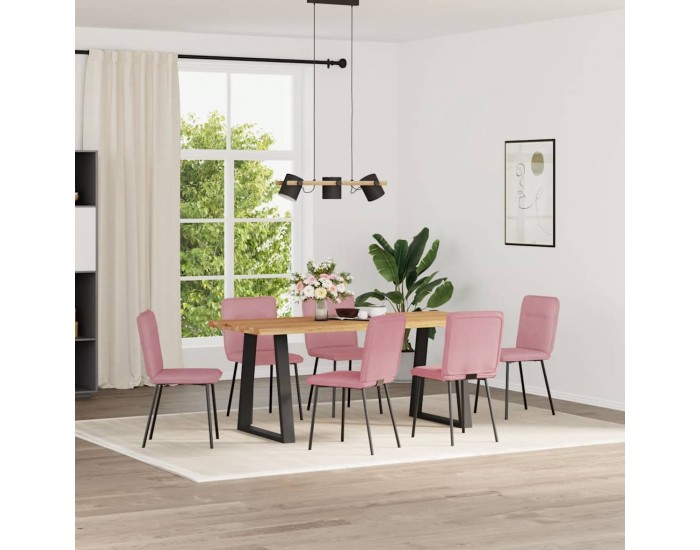 Sonata H Трапезни столове, 6 бр, розови, кадифе