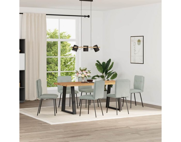 Sonata H Трапезни столове, 6 бр, светлосиви, кадифе