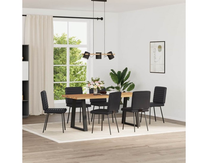 Sonata H Трапезни столове, 6 бр, черни, изкуствена кожа