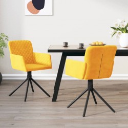 Sonata H Въртящи трапезни столове, 2 бр, жълти, кадифе - Scaune de dining