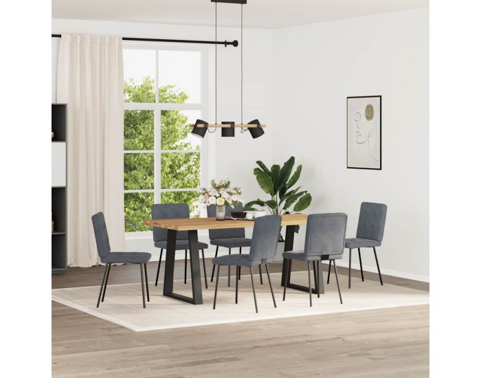 Sonata H Трапезни столове, 6 бр, тъмносиви, кадифе
