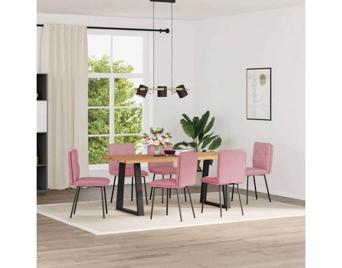 Sonata H Трапезни столове, 6 бр, розови, кадифе