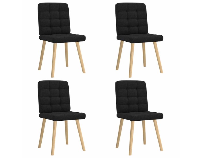 Sonata Scaune de bucătărie, 4 buc., negru, material textil