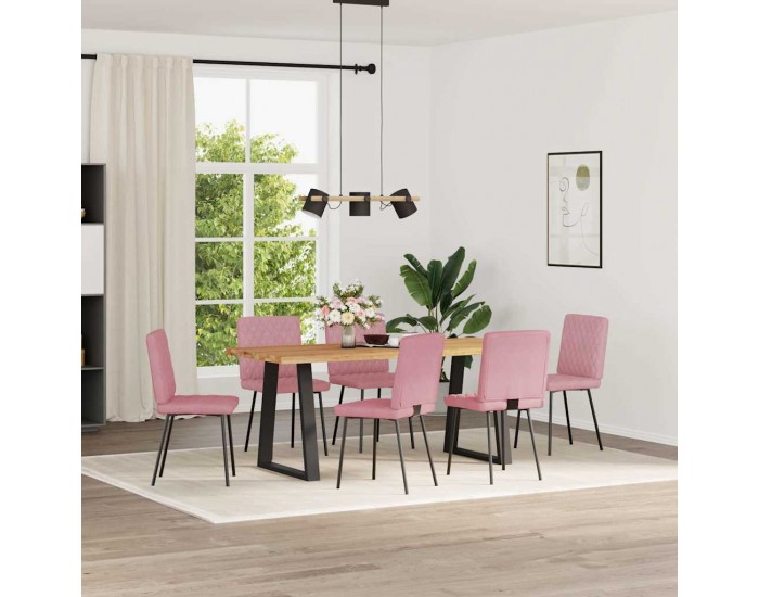 Sonata H Трапезни столове, 6 бр, розови, кадифе