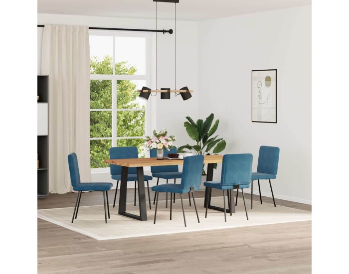 Sonata Scaune de sufragerie, 6 buc, albastru, catifea