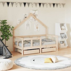 Sonata H Рамка за детско легло с чекмеджета, 70x140 см, бор масив - Paturi pentru copii