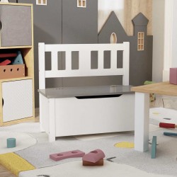 Sonata H Детска пейка за съхранение, бяло и сиво, 60x30x55 см, МДФ - Seturi mobilier pentru copii