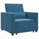 Sonata H Единичен диван легло с колела Синьо 90 x 165 x 87 см Кадифе