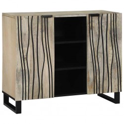 Sonata H Шкаф Бяло 90 x 33 x 75 см мангово дърво масив - Corpuri, vitrine, biblioteci modulare