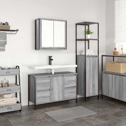 Sonata H Комплект мебели за баня с чекмедже 2 pcs Сив сонома и Черен - Dulapuri de baie