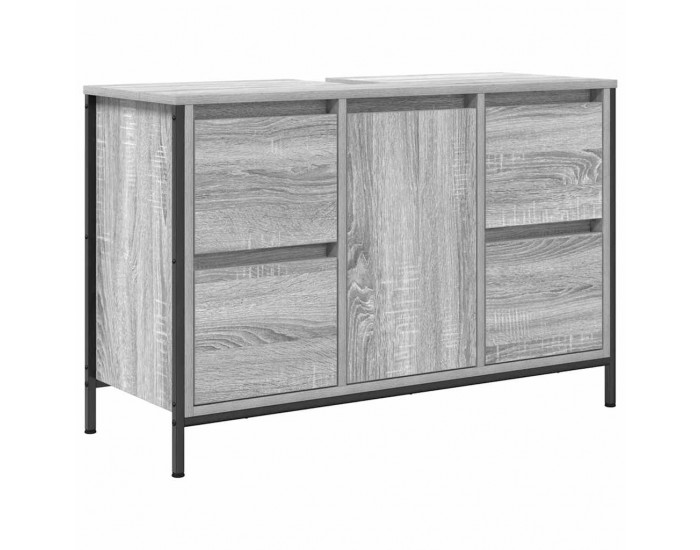 Sonata H Комплект мебели за баня с чекмедже 2 pcs Сив сонома и Черен