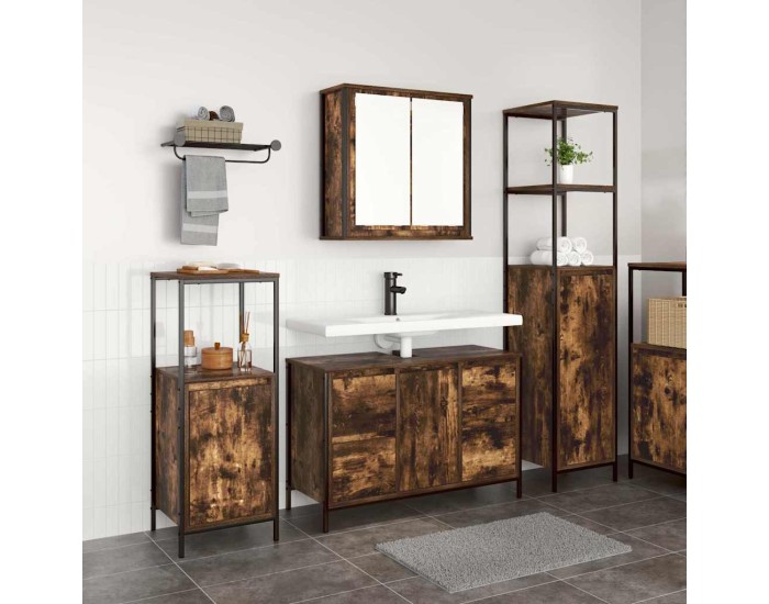 Sonata Set de mobilier pentru baie 3 buc. Stejar afumat și negru