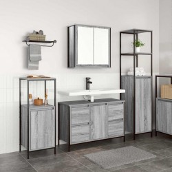 Sonata H Комплект мебели за баня с чекмедже 3 pcs Сив сонома и Черен - Dulapuri de baie