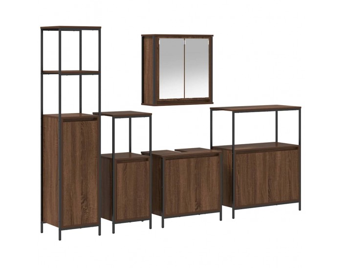 Sonata H Комплект мебели за баня с рафт 5 pcs Кестенов дъб и Черен
