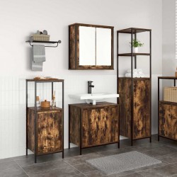 Sonata H Комплект мебели за баня с рафт с врата 3 pcs Опушен дъб и черно - Dulapuri de baie