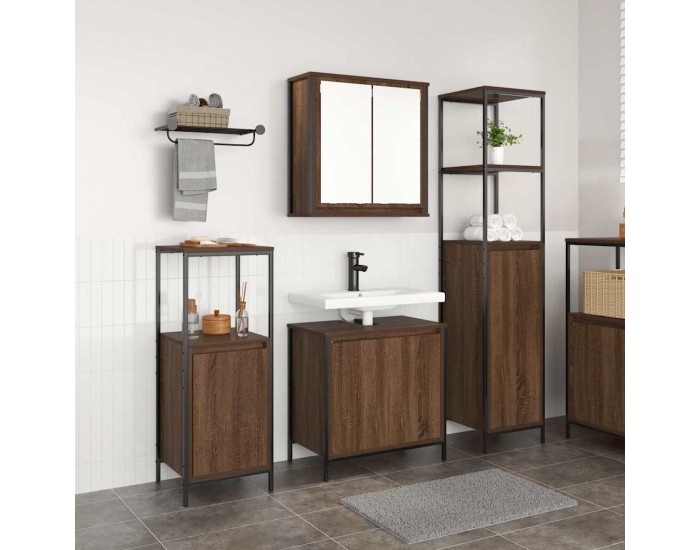 Sonata H Комплект мебели за баня с рафт 3 pcs Кестенов дъб и Черен
